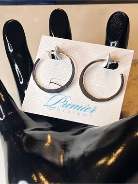 Premier Designs Polished Silver-Tone Open Hoop Earrings